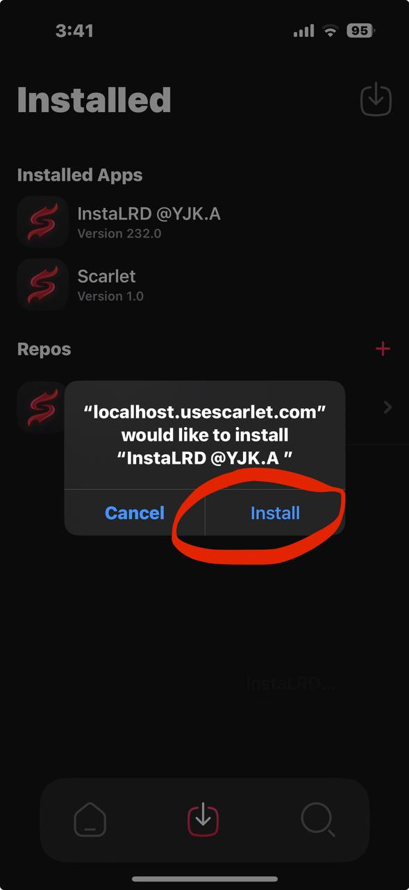 Installation message